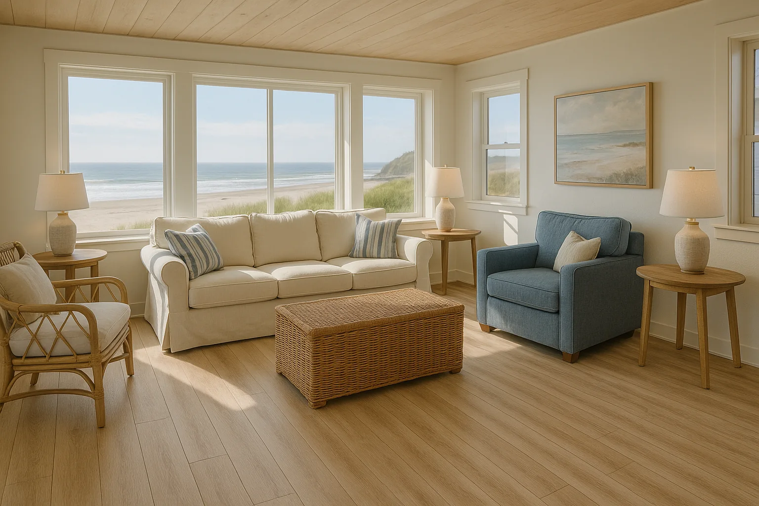 New waterproof plank flooring in a Newport beach house