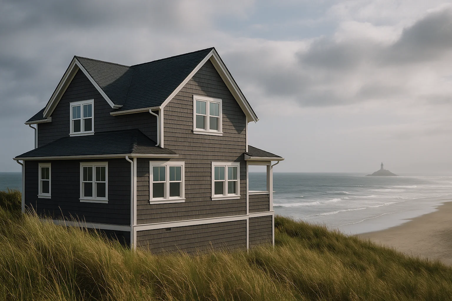 A well-kept coastal home in Newport Oregon above the beach